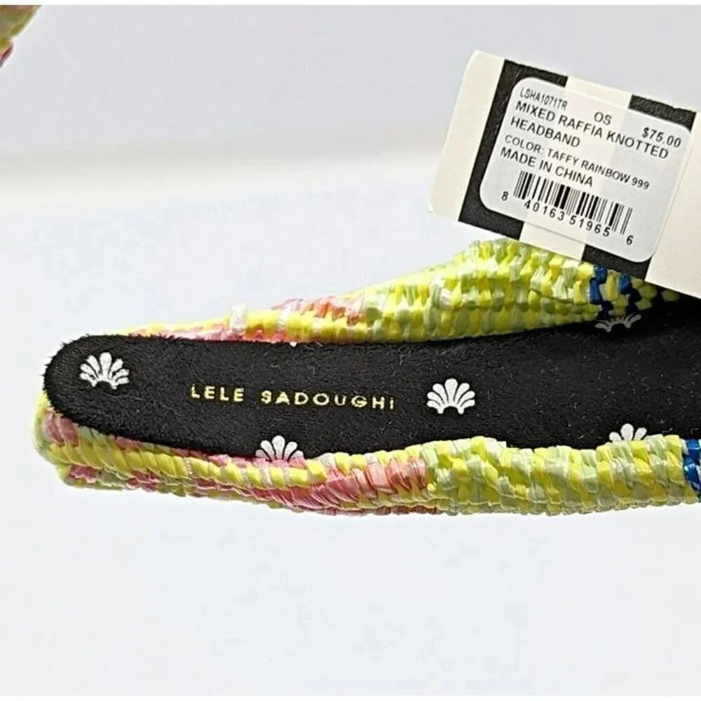 Lele Sadoughi Women's Mixed Raffia Knotted Headband Taffy Rainbow O/S (MSRP $75)